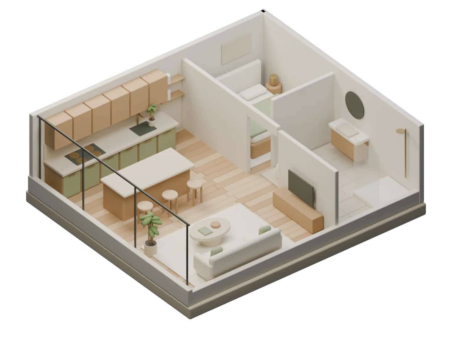 Cutaway concept view of a home showing the rooms being sealed during work.