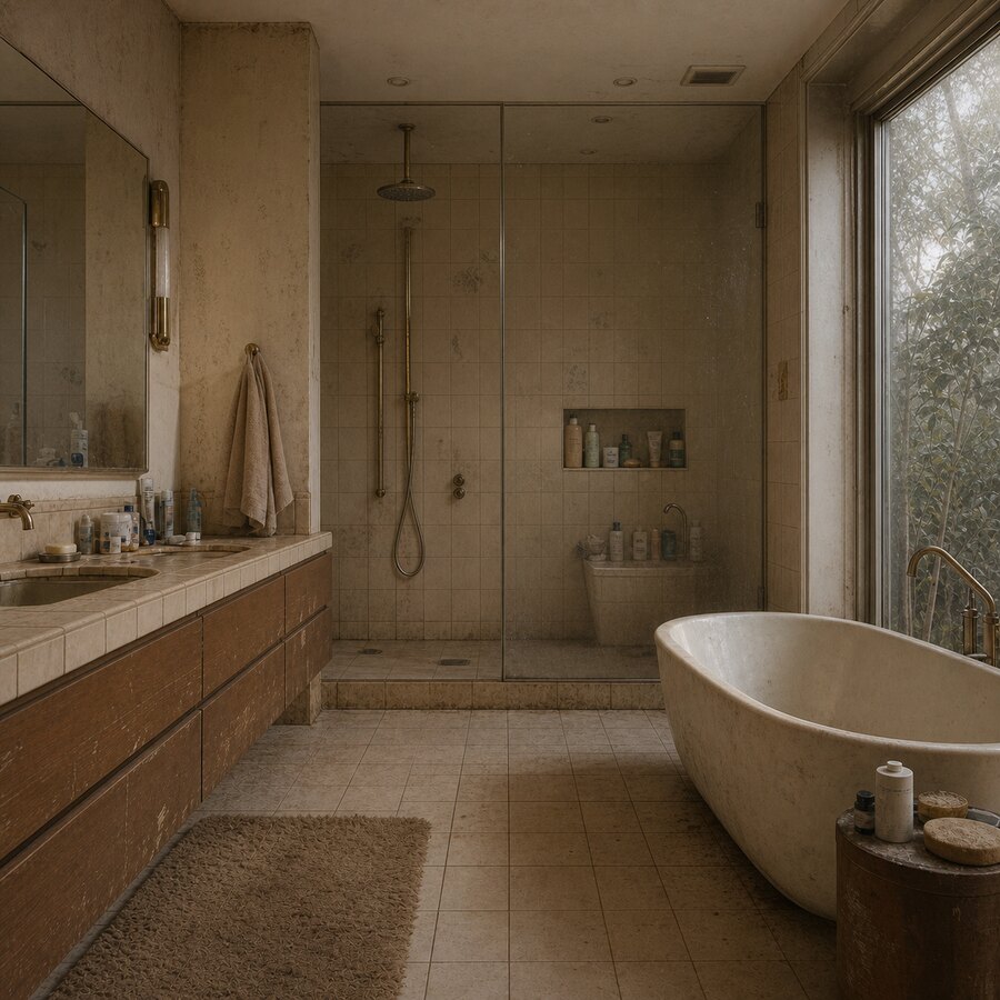 Before photo of a bathroom ready for a virtual makeover