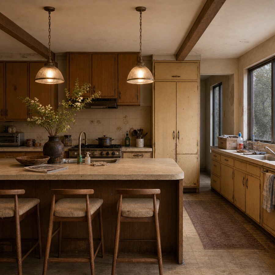 Existing UK kitchen before an AI design preview
