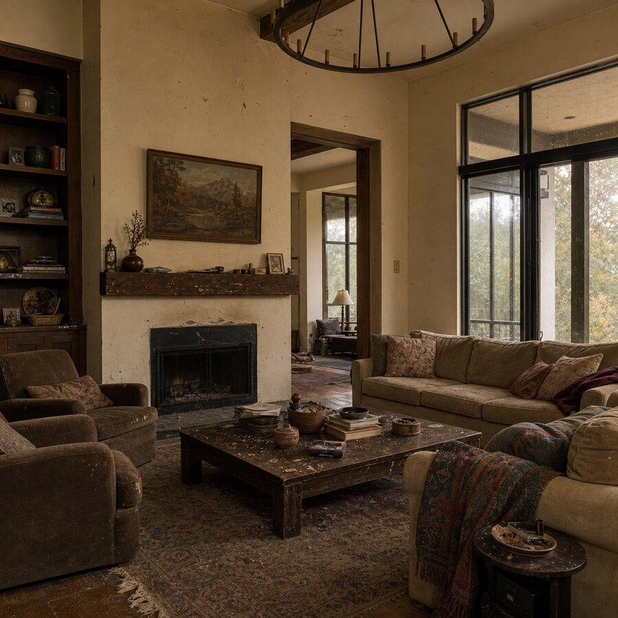 Before photo of a UK living room before an AI interior design trend preview